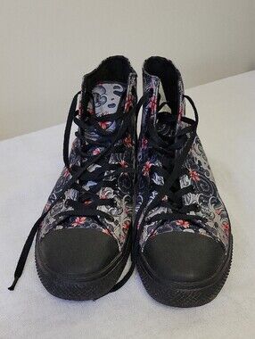 Floral High-Top Sneakers for Men in Black and Pink